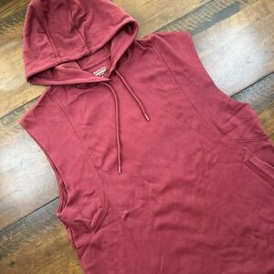 Athleta Hoodie Sleeveless Sweatshirt Womens Medium Red Cotton Blend Pullover